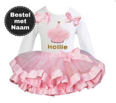 Verjaardag set 1 jaar longsleeve Cupcake &amp; Naam