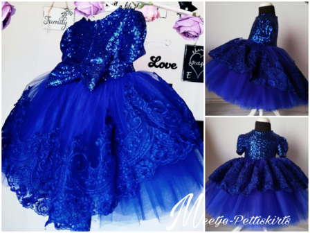 Tutu jurk bruiloft Extra Vol Grote Strik met kant Royal blue