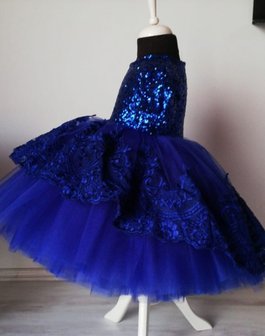 Tutu jurk bruiloft Extra Vol Grote Strik met kant Royal blue