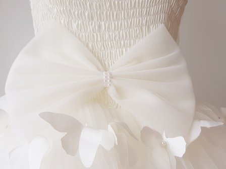 Communie jurk / Bruiloft meisje jurk Butterfly Ivoor Luxe