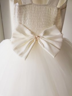 Communie jurk / Bruiloft meisje jurk Ivoor Champagne Bloemen Luxe 