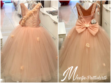 Exclusieve Communie jurk / Bruiloft meisje jurk  Luxe Peach
