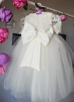 Doopjurk en bruiloft jurk Handmade Dream Chiffon Luxe kant Parel Ivoor maat 56 tm 176 