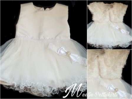 Baby doop jurk &amp; Bruiloft jurk flower Visara ivoor 3 delige set