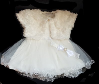 Baby doop jurk &amp; Bruiloft jurk flower Visara ivoor 3 delige set