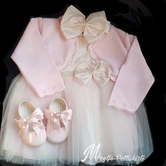 Gehele set Baby jurk strik roze Compleet 4 delig