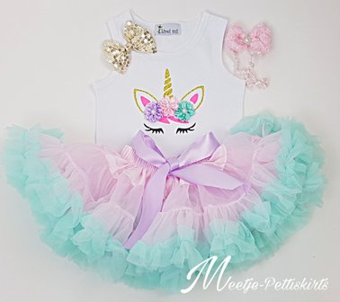 Unicorn verjaardag set 1 jaar tanktop met haarband