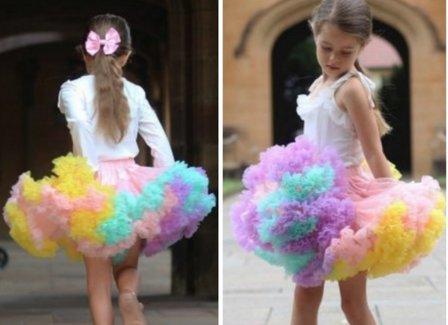 Petticoat Luxe Roze rainbow Strik KIDS