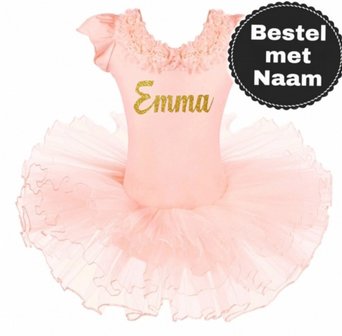  Balletpakje romantic peach Tutu Met NAAM maat 98-140