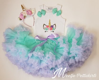 Unicorn outfit mint lila flower De luxe 3 delig