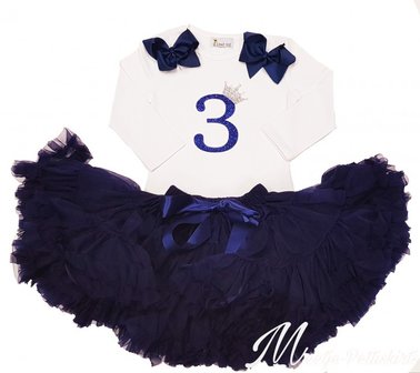 Petticoat verjaardag set blauw 3 tm 6 jaar