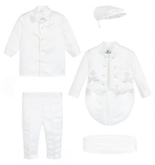 Doop kostuum jongen 6delige set off white