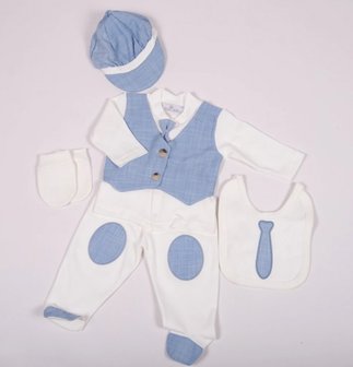 Baby Boxpakje Kostuum Onesie 4delig Blauw