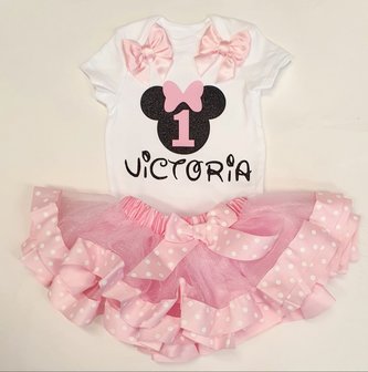 Minnie Mouse tutu Roze verjaardag set Met Naam