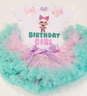 LOL verjaardag petticoat set Luxe Birthday Girl mint roze lila 