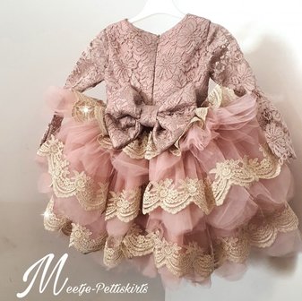 Luxe feestjurk Oud roze &amp; champagne vol Ultra Full Lace 56-176