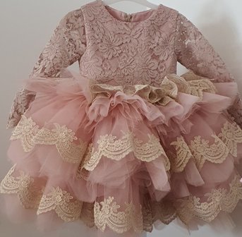 Luxe feestjurk Oud roze &amp; champagne vol Ultra Full Lace 56-176