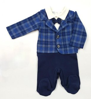 Baby Boxpakje Kostuum ruit blauw Onesie 