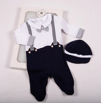 Baby Boxpakje stropdas grijs donker blauw Onesie 