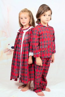 Complete set Meisjes nachtjapon met kamerjas Tartan Katoen Spanisch Girl 