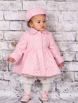 Gevoerde Mantel jas Roze kant Spanisch Style Girly met bijpassende bonnet