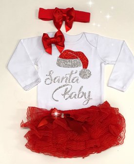 Mijn 1ste kerst Set Santa Baby wit rood