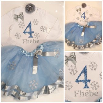 Elsa Style verjaardag set Blauw 1 tm 8 jaar + Kroon