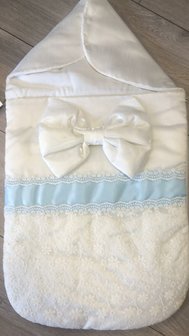 Nestje Wrap strik wit blauw Met of zonder naam mogelijk 