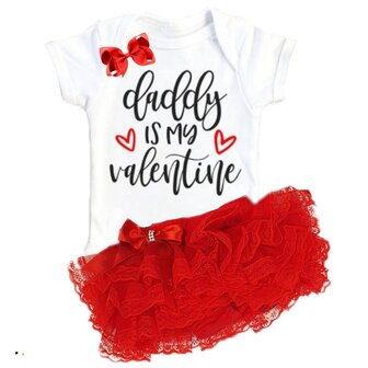 Valentijn setje Daddy&#039;s my valentine met hartjes   