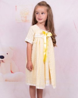 Pyjama jurk + duster 2delige compleet lemon geel katoen 68-140