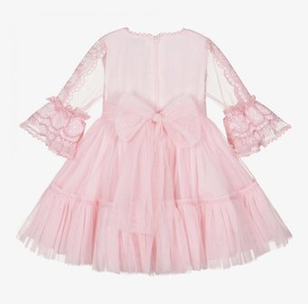 Kanten jurk roze met lange mouw transparant Luxury Spanisch girl Style 