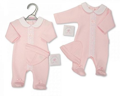 Boxpakje Prematuur Roze met Pointelle en kant maat 44