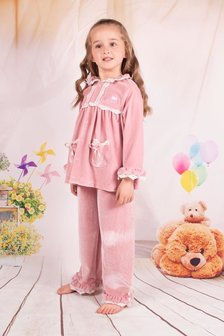Fluweel zachte pyjamal oud roze 