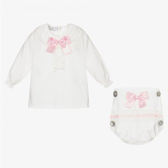 Baby set Top en broekje roze ivoor Spanisch Style 