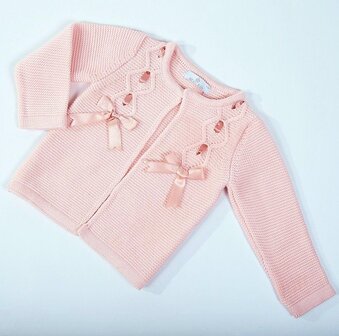 Vestje Baby Meisje knit Luxe roze Satijnen strik New   