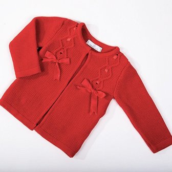 Vestje Baby Meisje knit Luxe rood  Satijnen strik New   