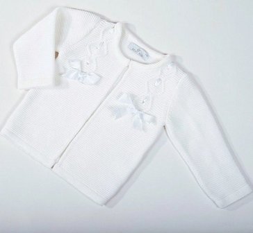 Vestje Baby Meisje knit Luxe wit Satijnen strik New   