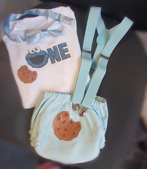 verjaardag romper set compleet Cookie blauw 