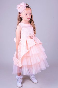 Kanten meisjes jurk poeder roze valerie 86128