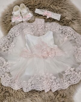 Baby jurk ivoor roze setje 