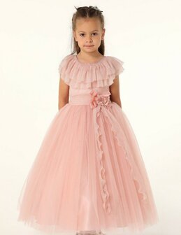 bruidsmeisjesjurk poeder roze met hoepel 