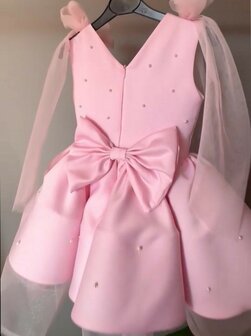 roze feestjurk met pareltjes 80 tm 146