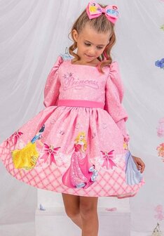 Prinsessen jurk  lange mouw met haarstrik 