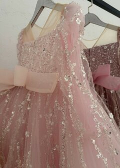 Feestjurk licht roze sparkle lange mouw 92 tm 140