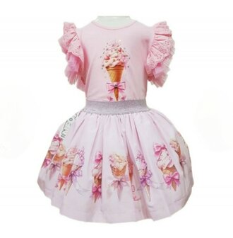 Setje Top en rok icecream pink 