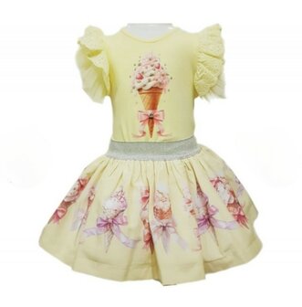 Setje Top en rok icecream yellow 