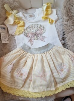 Setje Top en rok gele schelp 