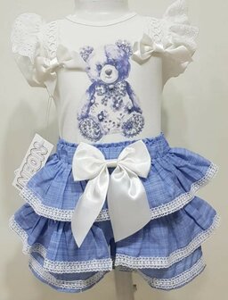 Setje blauw beer broekrokje en top 