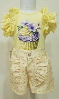 setje broekje en top Cupcake Geel 
