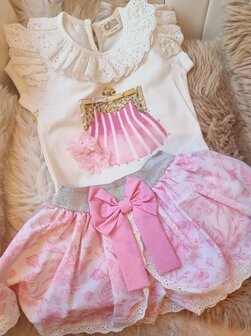 Setje broek rokje roze 